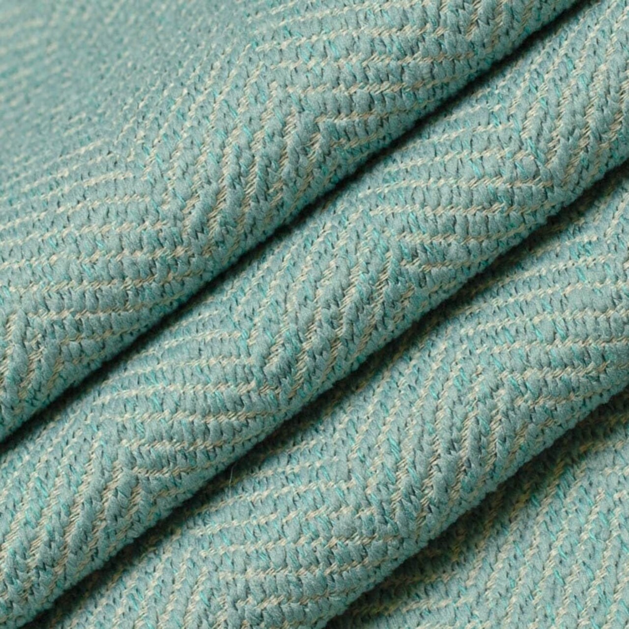 Aqua Performance Pet Friendly Herringbone Textured Woven Pattern Upholstery Fabric by The Yard - SKU: Ellen Aqua